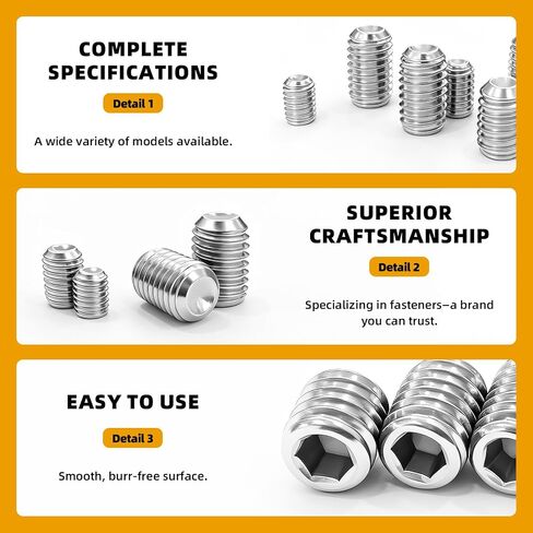 540PCS Stainless Steel Set Screw Assortment Kit, Allen Hex Socket Grub Screws Set,M2 M3 M4 M5 M6 M8 Set Screws with Allen Wrench for Door Handles, Locks, Electronics, Bathroom Fixtures & DIY Projects in Kuwait