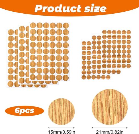Ymapinc 306 Pcs Screw Hole Covers, Wood Grain Self-Adhesive Furniture Stickers, 2 Sizes for Cabinet Shelf in Kuwait
