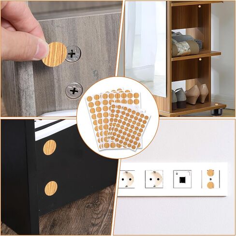 Ymapinc 306 Pcs Screw Hole Covers, Wood Grain Self-Adhesive Furniture Stickers, 2 Sizes for Cabinet Shelf in Kuwait