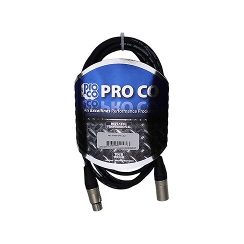 كابل ميكروفون Pro Co Sound Excellines مقاس 15 بوصة XLR (M) إلى XLR (F) Lo-z، مقاس 2 × 24 مع موصلات نيوتريك in Kuwait