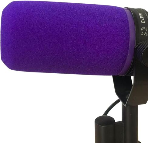 مرشح SM7b Pop لشاشة Shure SM7B، SM7dB، MV7+، MV7i الرغوية مع الاحتفاظ بختم - استبدال ملون RK345 (بنفسجي متوهج) in Kuwait