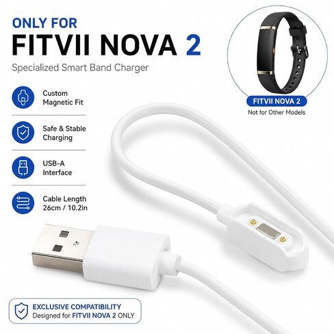 كابل شاحن تعقب اللياقة البدنية بدون شاشة من FITVII - متوافق مع جهاز تعقب اللياقة البدنية NOVA 2.0 بدون شاشة in Kuwait