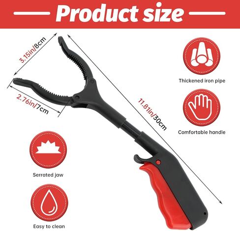 Short Grabber Reacher Tool, 4pcs 30cm/12inch Small Grabber Reacher Tools Non-Slip Ergonomic Handle, Lightweight Trash Pick up Stick for Elderly Litter Pickers,Sanitation Workers(Black Red) in Kuwait