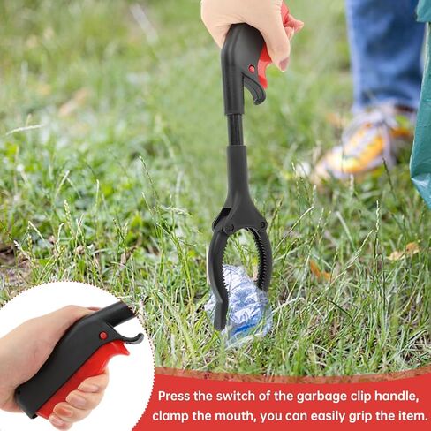 Short Grabber Reacher Tool, 4pcs 30cm/12inch Small Grabber Reacher Tools Non-Slip Ergonomic Handle, Lightweight Trash Pick up Stick for Elderly Litter Pickers,Sanitation Workers(Black Red) in Kuwait
