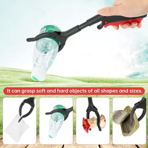 Short Grabber Reacher Tool, 4pcs 30cm/12inch Small Grabber Reacher Tools Non-Slip Ergonomic Handle, Lightweight Trash Pick up Stick for Elderly Litter Pickers,Sanitation Workers(Black Red) in Kuwait