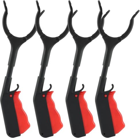 Short Grabber Reacher Tool, 4pcs 30cm/12inch Small Grabber Reacher Tools Non-Slip Ergonomic Handle, Lightweight Trash Pick up Stick for Elderly Litter Pickers,Sanitation Workers(Black Red) in Kuwait