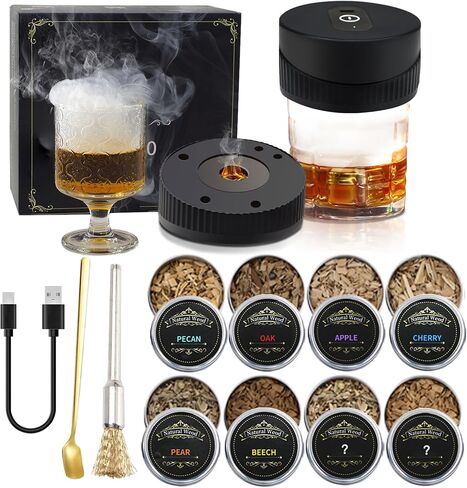 2026 Upgrade Electric Whiskey Smoker Kit with 8 Wood Chip for Men, Whiskey Smoker Built-in Lighter, Old Fashioned Smoker Kit Gift for Dad,Husband,Boyfriend (No Butane Needed) in Kuwait