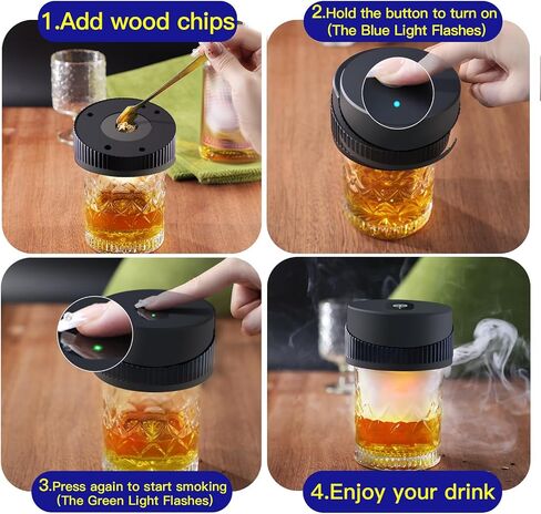 2026 Upgrade Electric Whiskey Smoker Kit with 8 Wood Chip for Men, Whiskey Smoker Built-in Lighter, Old Fashioned Smoker Kit Gift for Dad,Husband,Boyfriend (No Butane Needed) in Kuwait