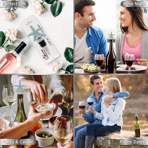 Cheers Silver Starfish Wine Bottle Stopper with Rhinestone Crystals - Cute Sparkling Ocean Seal Topper for Wine Bottles, Unique Bar Gifts for Women and Men in Kuwait