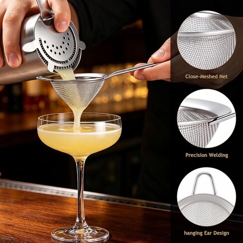 Yoption Cocktail Strainer Set, Stainless Steel Bar Tools with Mixing Stirring Spoon, Julep, Hawthorne, Fine Mesh Strainer and Jigger for Bartending in Kuwait