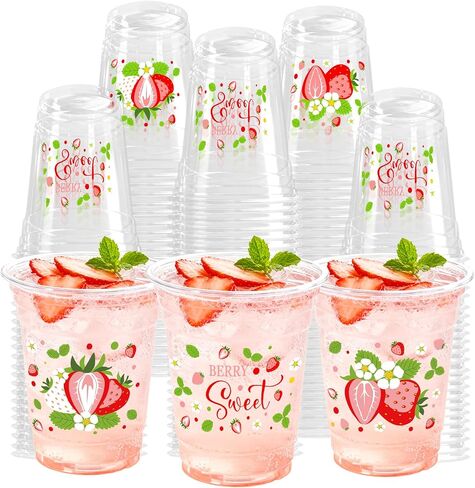 100 Pcs Wildflower Clear Cups 12 oz Plastic Flowers Disposable Drinking Cups Bulk for Spring Groovy Party Floral Baby Shower Birthday Supplies in Kuwait