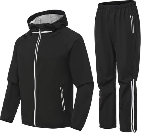 Sauna Suit for Men Full Body Weight Loss Sweat Suit Boxing Exercise Sweat Jacket Pants Anti Rip Long Sleeve Tracksuit in Kuwait