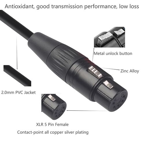 XLR 3 دبوس ذكر إلى 5 دبوس أنثى محول الصوت DMX كابل مكبرات الصوت الحبل للميكروفون DMX ضوء المرحلة-1 متر/3.3FT in Kuwait
