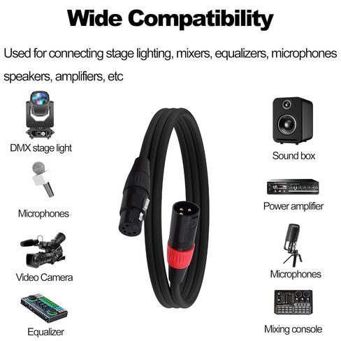 XLR 3 دبوس ذكر إلى 5 دبوس أنثى محول الصوت DMX كابل مكبرات الصوت الحبل للميكروفون DMX ضوء المرحلة-1 متر/3.3FT in Kuwait