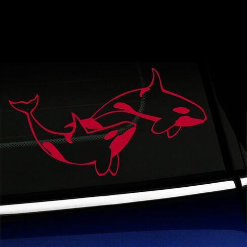 Orcas - Killer Whales - Vinyl Car Decal - Choose Color - [White] in Kuwait