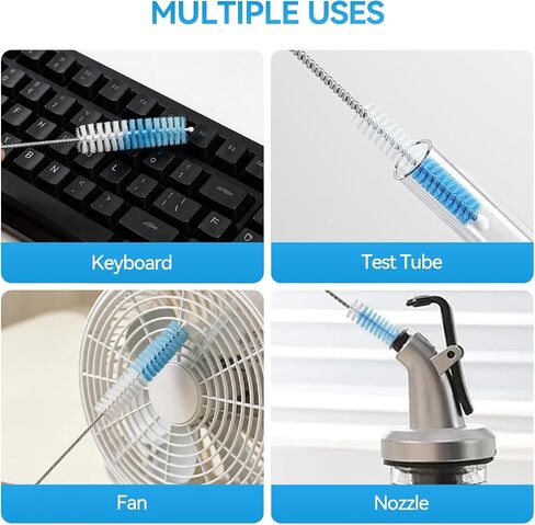 Bottle Brush Set, 4 Extra Long Straw Cleaner Brushes | 4 extra-long nylon brushes with stainless steel handles for straws, bottles, tumblers, sippy cups and narrow tubes. in Kuwait