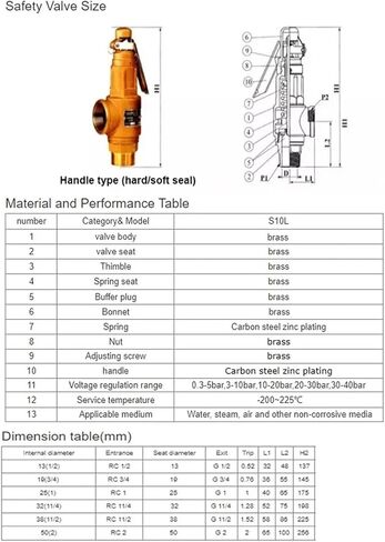 1pcs Valve with Handle for Pressure Tank Spring Type Temperature & Pressure Relief valves(20-30bar) in Kuwait