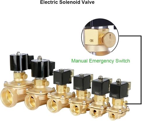 Electric Solenoid Valve with Manual Switch Female Thread Water Proof Brass Solenoid Valves 220V 24V(Dn40,ORDINARY-220VAC) in Kuwait