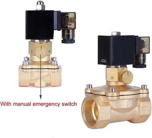 Electric Solenoid Valve with Manual Switch Female Thread Water Proof Brass Solenoid Valves 220V 24V(Dn40,ORDINARY-220VAC) in Kuwait