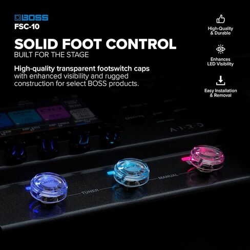 BOSS FSC-10 | Footswitch Covers | Pack of 10 | Transparent & Robust Design | Enhances LED Visibility | Easy Installation & Removal | Compatible with Selected BOSS Multi Effects in Kuwait