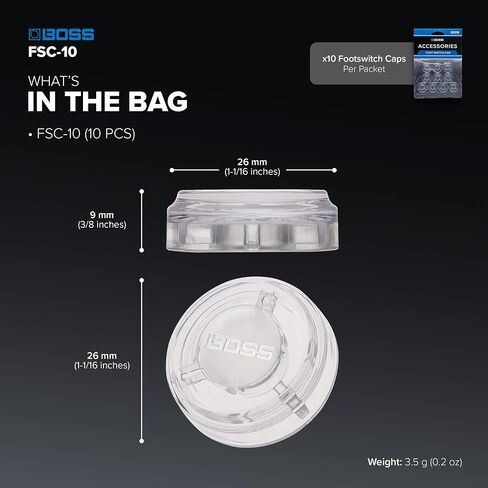 BOSS FSC-10 | Footswitch Covers | Pack of 10 | Transparent & Robust Design | Enhances LED Visibility | Easy Installation & Removal | Compatible with Selected BOSS Multi Effects in Kuwait