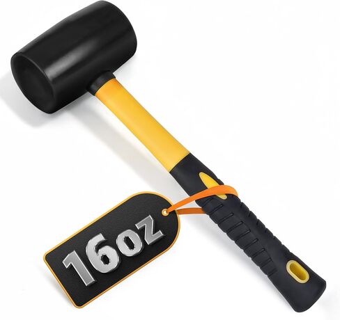 Rubber Mallet Hammer – 16 Oz Lightweight Rubber Hammer Mallet with Anti-Vibration Ergonomic Handle for Precise Striking & Less Fatigue – For Flooring, Woodworking, Camping, Tent Stakes & DIY Projects in Kuwait