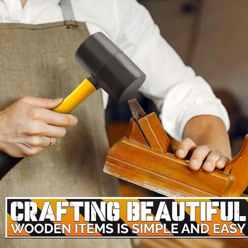 Rubber Mallet Hammer – 16 Oz Lightweight Rubber Hammer Mallet with Anti-Vibration Ergonomic Handle for Precise Striking & Less Fatigue – For Flooring, Woodworking, Camping, Tent Stakes & DIY Projects in Kuwait