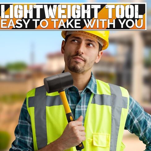 Rubber Mallet Hammer – 16 Oz Lightweight Rubber Hammer Mallet with Anti-Vibration Ergonomic Handle for Precise Striking & Less Fatigue – For Flooring, Woodworking, Camping, Tent Stakes & DIY Projects in Kuwait