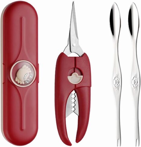 ACCUFINE Crab Crackers and Tools in Case Stainless Steel Set for Party Crab Scissors for Cutting the Shell Lobster Cracker and Tool Set Seafood Scissor Shrimp (silver) in Kuwait