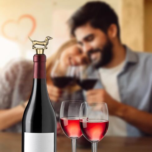 Dachshund Wine Bottle Stopper for Wine Champagne, Dachshund Gifts Wine Gifts for Men Dad Women Sausage Dog Lovers, Birthday Gifts, Father Day Gifts, Christmas Gifts, Bronze in Kuwait