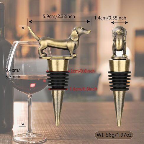 Dachshund Wine Bottle Stopper for Wine Champagne, Dachshund Gifts Wine Gifts for Men Dad Women Sausage Dog Lovers, Birthday Gifts, Father Day Gifts, Christmas Gifts, Bronze in Kuwait