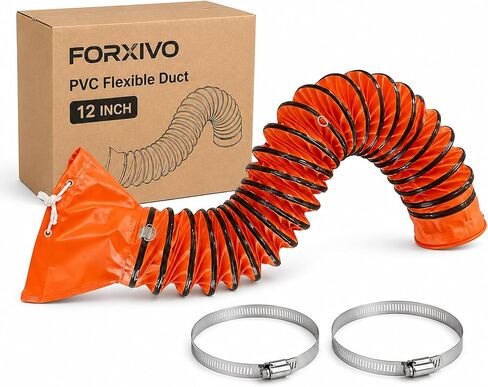 8 Inch Flexible PVC Duct Hose, 25 FT Orange Exhaust Hose | Steel wire reinforced PVC duct hose for blowers, paint booths, portable ventilators and industrial exhaust airflow. in Saudi Arabia