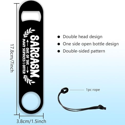 GLOBLELAND 7inch Funny Sarcasm Art Stainless Steel Bottle Opener with PU Leather Cord Text Black Beer Opener Flat Beverage Opener for Home Bar Restaurant Pub Kitchen Restaurant in Kuwait