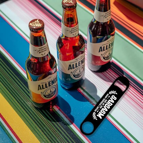 GLOBLELAND 7inch Funny Sarcasm Art Stainless Steel Bottle Opener with PU Leather Cord Text Black Beer Opener Flat Beverage Opener for Home Bar Restaurant Pub Kitchen Restaurant in Kuwait