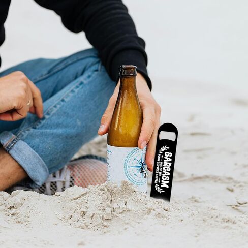 GLOBLELAND 7inch Funny Sarcasm Art Stainless Steel Bottle Opener with PU Leather Cord Text Black Beer Opener Flat Beverage Opener for Home Bar Restaurant Pub Kitchen Restaurant in Kuwait