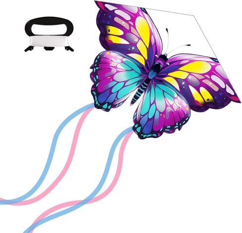 Hianjoo Large Butterfly Kite, Beach Kite for Adults | Large Size Kites Equipped with 262ft String, Easy to Fly Ideal for Beginners, Comes with Portable Storage Bag for Outdoor Use in Kuwait