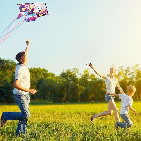 Hianjoo Large Butterfly Kite, Beach Kite for Adults | Large Size Kites Equipped with 262ft String, Easy to Fly Ideal for Beginners, Comes with Portable Storage Bag for Outdoor Use in Kuwait