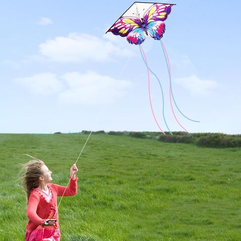 Hianjoo Large Butterfly Kite, Beach Kite for Adults | Large Size Kites Equipped with 262ft String, Easy to Fly Ideal for Beginners, Comes with Portable Storage Bag for Outdoor Use in Kuwait