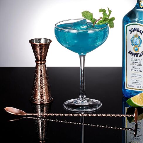 SKY FISH 3D Relief Cocktail Double Japanese Jigger 1/2oz، 3/4oz، 1oz، 1 1/2oz، و 2oz، نمط رأس غزال الرنة، الفولاذ المقاوم للصدأ قياس الوالج مطلي بالنحاس in Kuwait