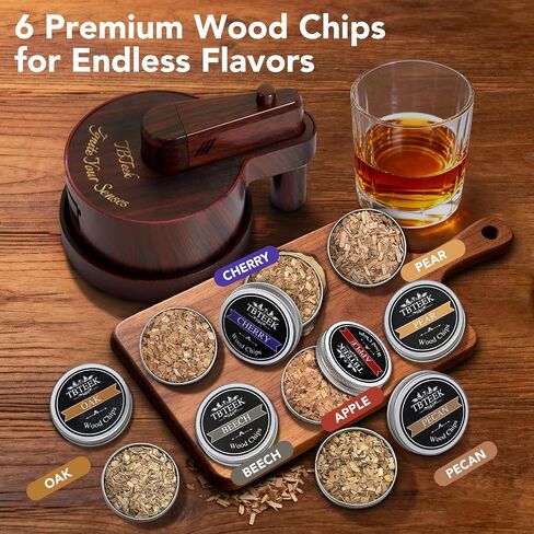 TBTeek Whiskey Smoker Kit with Built-in Torch, Old Fashioned Cocktail Smoker Infuser for Drinks, Premium Bourbon Gifts for Men Dad Husband, Includes 6 Wood Chips, 2 Filters, Brush & Clip (No Butane) in Kuwait