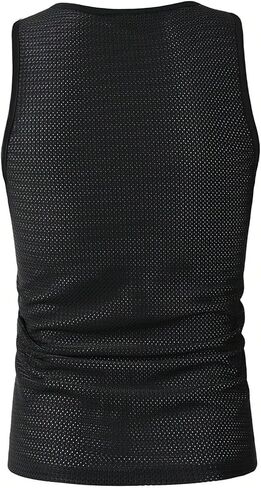 OYOANGLE Men's Mesh Workout Tank Tops Sleeveless Quick Dry Training Shirt Fitted Athletic Muscle Tee Tops in Kuwait