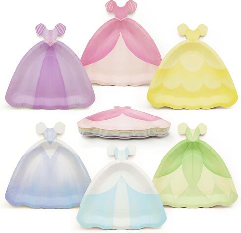 Cheerland Ball Gown Princess Party Plates Royal Theme Decorations Princess Paper Plates for Birthdays Slumber Tea Party Plate Baby Shower Decor Gender Reveal Garden Tableware 24 Pcs in Kuwait