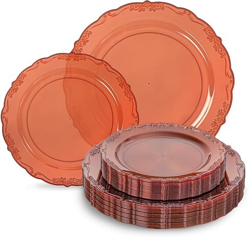 Tinybee 60PCS Ivory Plastic Plates - Heavy Duty Ivory Disposable Plates, Elegant Plastic Plates for Bridal Shower, Wedding and Party Including 30 Dinner Plates 10 '' & 30 Dessert Plates 7.5 '' in Kuwait