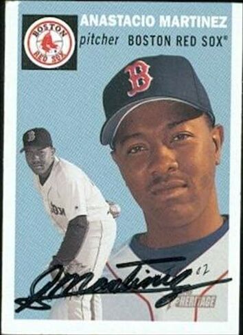 مستودع التوقيعات 37480 بطاقة بيسبول موقعة من أناستاسيو مارتينيز بوسطن ريد سوكس 2003 Topps Heritage رقم 275 in Kuwait