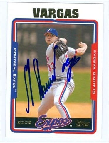 مستودع التوقيعات 39950 بطاقة بيسبول موقعة من كلاوديو فارغاس Montreal Expos 2005 Topps رقم 166 in Kuwait