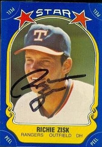 Autograph Warehouse 49143 Richie Zisk Autographed Baseball Card Texas Rangers 1981 Fleer Star Stickers No .105 in Kuwait