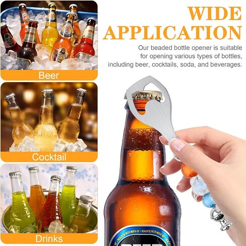 12 Pcs Beadable Beer Opener, Reusable Bottle Opener Bulk Decorative Beaded Bottle Opener Beadable Items for DIY Crafts Bar Party Favor Gifts in Kuwait