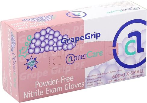 AmerCare 1000 Count Grape Grip Nitrile Gloves, Powder Free Exam Grade Black Disposable Gloves for Medical Professionals, 4.2 mil, Medium in Kuwait