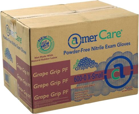 AmerCare 1000 Count Grape Grip Nitrile Gloves, Powder Free Exam Grade Black Disposable Gloves for Medical Professionals, 4.2 mil, Medium in Kuwait
