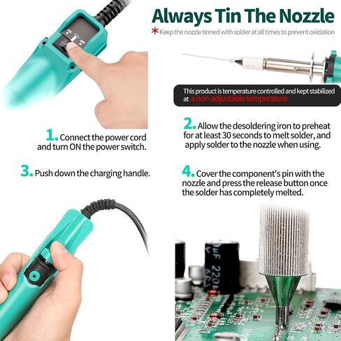 YIHUA 929D VI Temperature Controlled Electric Desoldering Iron with Upgraded Performance Heated Solder Sucker Tool with 3 Nozzles Soldering Iron Pump Function in Kuwait